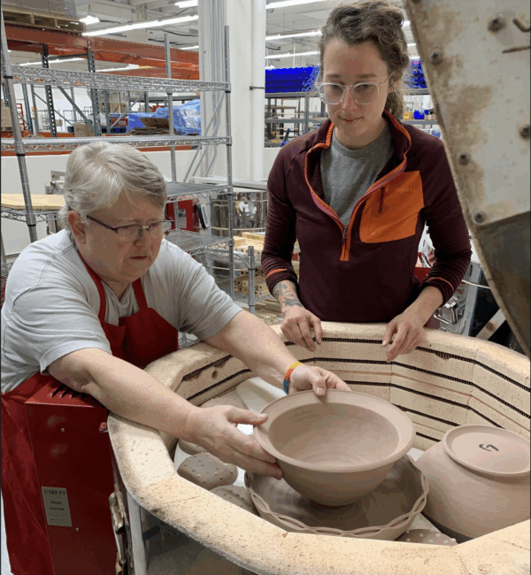 Julia and Laurin loading kiln